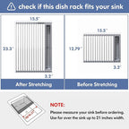 JASIWAY Over The Sink Dish Drying Rack for Kitchen, Expandable (12.8"-23.8" D x 15.5" W) Roll Up Dish Drainer with The Function of Fordable, Rust Proof, Large Sink Cover with Removable Utensil Holder