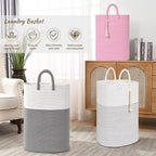 Woven Laundry Basket for Clothes, 80L Large Rectangle Laundry Hampers with Beads Tassel, Nursery Storage Basket for Toys, Tall Dirty Clothes Hamper for Bedroom Aesthetic, Laundry Room Organization