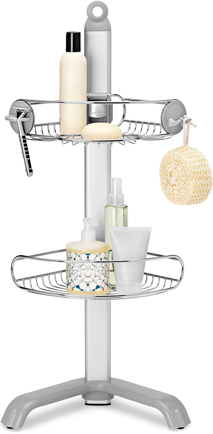 simplehuman Corner Shower Caddy, Stainless Steel and Anodized Aluminum