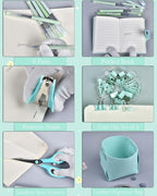 21Pcs Green and Blue Desk Organizers and Accessories With Mesh Desk Organizer and 360°Rotating Pen Holder and a Lot of Office Green Office Supplies Beautifully Presented in a Gift Box