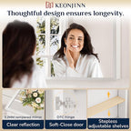 Keonjinn Medicine Cabinet Mirror 30" x 26", Assembly Needed, White Bathroom Mirror with Storage, Beveled Aluminum Frame, Stepless Adjustable Shelves, Surface Mount or in Wall