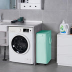 Slim Laundry Hamper with Lid and Wheels, Small Rolling Laundry Basket with Handle for Small Spaces, Tall Dirty Clothes Hampers for Dorm, Bathroom and Bedroom, 75L, Light Blue