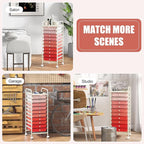 GOFLAME 10-Drawer Rolling Storage Drawer Cart, Utility Cart with Removable Drawers & Metal Frame, Mobile Art Craft Drawer Cart with Lockable Wheels for Home, Office, Studio, School, Pink