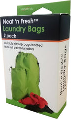 Smooth Trip Travel Laundry Bags with Odor-Blocking Barrier for Wet and Dirty Clothing - Set of 2 Foldable Compact Bags Fit in Luggage and Packs for Gym Clothes, Shoes, Bathing Suits and Baby Clothes