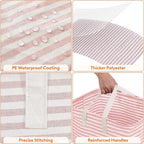 Lifewit 1 Pack Laundry Basket 80L Each, Collapsible Clothes Hamper with Reinforced Handles, Freestanding Waterproof Design for Bedroom and Laundry Room, Pink 80L Total