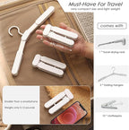 Travel Drying Rack for Clothes - Portable Hanging Rack with 5 Travel Folding Hangers with 10 Clips - Over The Door Drying Rack - Mini Size for Cruise, RV, Dorm, Apartment, Hotel Laundry