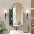 Recessed Medicine Cabinet for Bathroom,Brushed Black Arched Medicine Cabinet with Mirror,Arch Mirrored Medicine Cabinets Recessed,Bathroom Mirror with Storage,Open from Left to Right 16x26