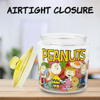 Silver Buffalo Peanuts Squad Featuring Charlie Brown, Snoopy, Schroeder, Lucy, Linus, Sally, Pigpen, Woodstock, and Franklin Glass Cookie Snack Candy Jar with Lid (Small)