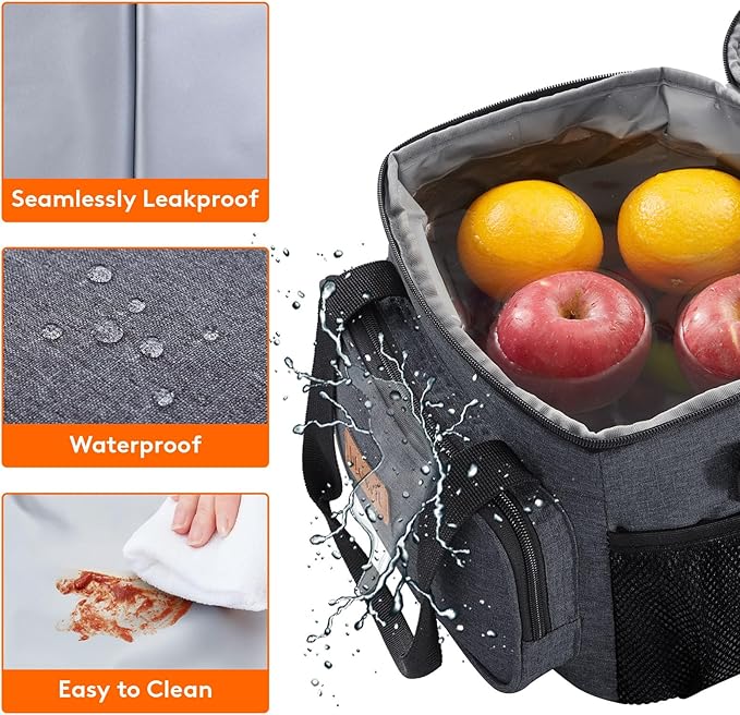 Lifewit Medium Lunch Bag, Insulated Lunch Box, Soft Cooler Cooling Tote for Adult Men Women, Dark Gray 12-Can (9L)