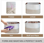 Large Cotton Rope Storage Basket with Leather Handles, Laundry Hamper Basket, 20 "L x 14" W x 12 "H, Durable & Stylish Organizer for Home.(Large Light Khaki)