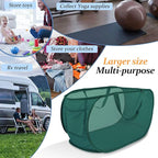 100L Foldable Laundry Baskets 2 Pack, Extra Large Mesh Pop Up Laundry Hamper, Dirty Clothes Hamper with Handles, Pop-up Hampers for Laundry Travel. Dorm or Home Portable Clothes Baskets.Green 2H