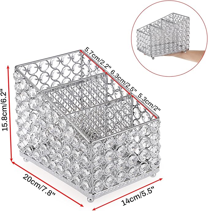 Sumnacon Remote Control Holder Crystal Remote Holder for Table Gorgeous TV Remote Holder with 3 Slots Stylish Table Remote Caddy Decorative Remote Control Organizer for Bedroom Living Room Office