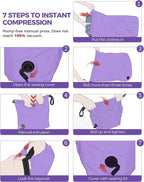Travel Laundry Bag, Pump Free Vacuum Storage Bag Reusable Compression Dirty Clothes Travel Bag Waterproof Wet Dry Bags Large Capacity Space Saver Bags Camp Clothes Organizer (1 Pcs)(Purple, M)