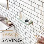 KOKOSIRI Wall Shelves Bathroom Hardware Glass Floating Shelf 12-Inch for Bedroom, Living Room, Kitchen, Hanging Rack Champagne Bronze B1105CPG-L12