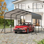 PeakPursuit Metal Carport, 10x15 FT Outdoor Car Port Canopy with Galvanized Steel Roof and Reinforced Base, Heavy Duty Garage Car Shelter Shade for SUV, Truck, Boats