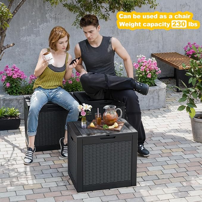 35 Gallon Resin Deck Box Outdoor Storage Box for Patio Furniture,Outdoor Cushions,Garden Tools and Pool Supplies,Waterproof,Lockable(Black,35Gallon)