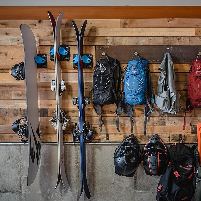 Gravity Grabber, The OG - Ski & Snowboard Wall Mount, Indoor Garage & Home Storage Organizer, Damage-Free Grip, Holds Skis/Boards/Poles/More, Space-Saving Premium Gear Rack, (Carbon 3-Pack)