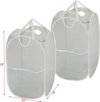 Simple Houseware Mesh Pop-Up Laundry Hamper Basket With Side Pocket, Gray - 2 Pack