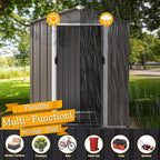 Shintenchi 5x3 FT Outdoor Storage Shed with Window, Lockable Outdoor Waterproof Tool Storage Sheds, Weather Resistant Tool Storage House Shed for Garden, Backyard, Patio Utility Tool Storage,Dark Gray