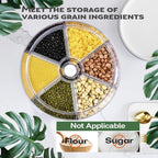 Grain Dispenser, 360° Rotating Storage Container, 6 Grid Food Dispenser with Storage Sealed Lid, Rice Dispenser for Grains, Beans, Rice, Peanut, Barley