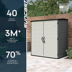 Suncast 106 Cu Ft Extra Large Vertical Outdoor Storage Shed - Resin Shed & Outdoor Storage with Floor and Lockable Double Doors, Weatherproof for Garden Tools, Pool Equipment, & Patio Cushions