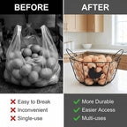 Goaste 2 Pack Metal Wire Egg Baskets, 9.5 Inch Chicken Egg Collecting Basket with Handle, Round Eggs Storage Container for Gathering Fresh Eggs, Vintage Black Wire Egg Holder for Easter Kitchen Home