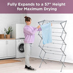 BLACK+DECKER 4-Tier Expandable Collapsible Clothes Drying Rack, Telescopic Height, Foldable Space-Saving Laundry Air Dryer for Towels, Shirts & Delicates – Durable Steel, No Tools Needed