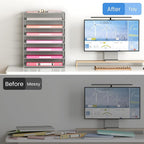 Lavatino 8-Tier Office Desk File Organizer, Letter Tray Paper Organizer with Handle, Including 5 Adjustable Slide Trays for Organizing Desktop Workspace Accessories and Supplies (Silver Metal Mesh)