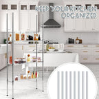 Thyle Set of 4 Wire Shelving Poles Including 8 Pcs 36'' Poles and 50 Pcs Shelf Clips, Heavy Duty Chrome Commercial Wire Shelving Parts for 1" Post Shelf Rack Accessories Replacement(74")