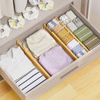 Bamboo Drawer Dividers, Adjustable Kitchen Drawer Organizer for Clothes,17-22" Expandable Drawer Organization Separators for Bedroom,Bathroom,Dresser and Office,4-Pack