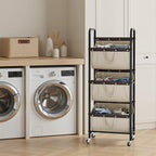 GRANNY SAYS 3 Tier Laundry Sorter, Laundry Basket with Wheels, Laundry Room Organization and Storage, 3 Section Rolling Laundry Cart for Dorm, Bathroom, Bedroom, Closet, Light Khaki