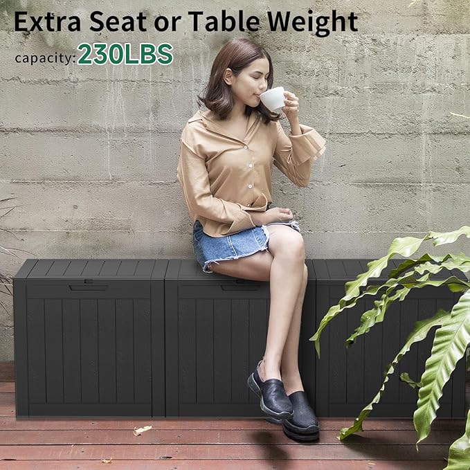 30 Gallon Resin Deck Box Outdoor Storage Box for Patio Furniture,Outdoor Cushions,Garden Tools and Pool Supplies,Waterproof,Lockable(Black,30Gallon)