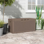 Patiowell 100 Gallon Resin Deck Box, Waterproof Large Outdoor Storage Box for Patio Furniture and Garden Tools, Dark Brown