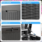 320 Gallon Waterproof Outdoor Storage Box,Large Resin Deck Box,Lockable Outside Storage Box Container for Patio Furniure,Garden,Tools (320 Gallon,Black)