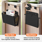 2 Pack Wall Hanging Storage Organizer, Wall Pocket Hanging Bag with Large Pockets & Sticky Adhesive Tape Wall Mounted Storage Door organizer for RV Camper Kitchen Office Black