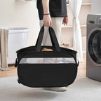 Collapsible Laundry Baskets, Foldable Tear Proof Pop Up Hamper with Reinforced Carry Handles, Durable Laundry Hamper for Home, Laundry, Bathroom, Dorm or Travel (Black)