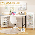 6 Drawers Utility Cart, Rolling Storage Cart with Wooden Tabletop, Storage Drawer Cart on Lockable Wheels, Craft Cart for Bedroom, Classroom, Office, White
