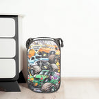Jay Franco Monster Jam Break Out Pop Up Hamper - Mesh Laundry Basket/Bag with Durable Handles - Features Grave Digger & Megalodon