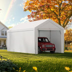 ADVANCE OUTDOOR 12x20 ft Carport Replacement Door with Zippers Tarp, Heavy-Duty Waterproof & UV Protected, Easy Installation with Ball Bungees, White, One Door Only
