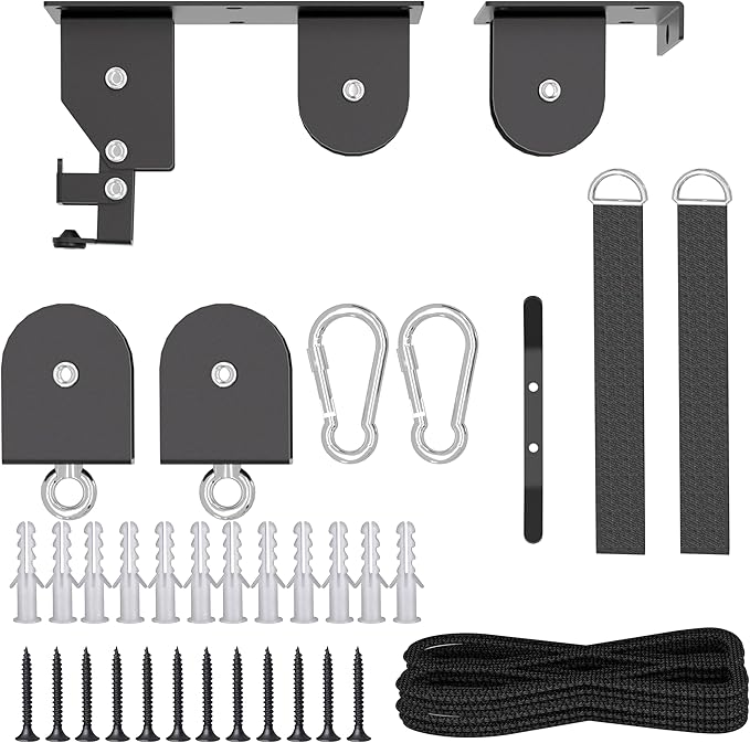 2 Pack Bike Hoist, Heavy Duty Ebike Lift Pulley System for Garage Ceiling Overhead Storage for Bicycle, Ladders, Snowboard, Holds Up to 85 lbs Capacity, Fit 10-16 Foot High Ceilings