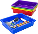 Storex Letter Size Flat Storage Tray – Organizer Bin for Classroom, Office and Home, Assorted Colors, 5-Pack (62514E05C)