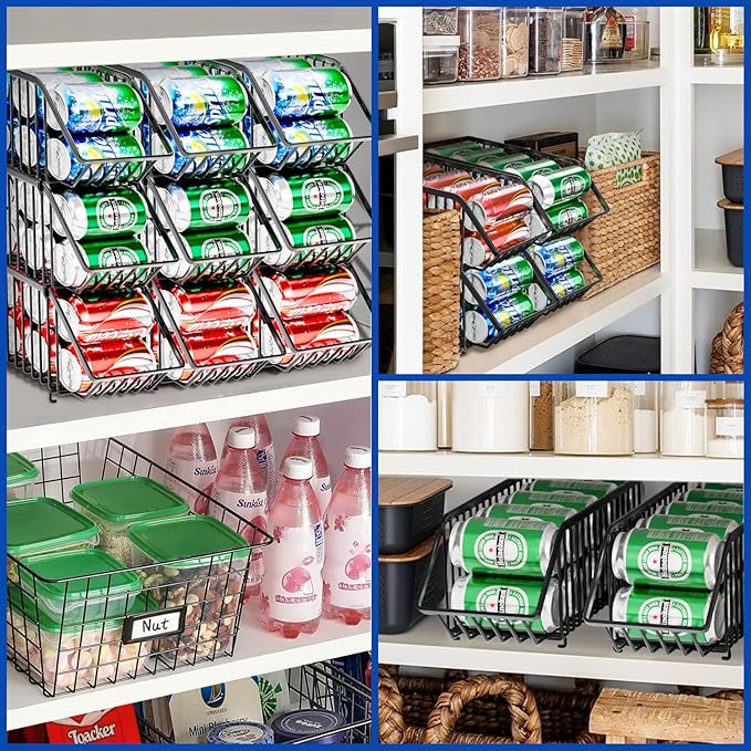 Soda Can Organizer of 4 Pack,Stackable Can Organizer For Pantry, Soda Storage, Soup Soda Can Dispenser, Can Storage Rack for Pet Food Cans