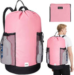 BALEINE 2PK 150L Laundry Bag Backpack, 900D Oxford Fabric Large Travel Laundry Bags with Shoulder Straps and 2 Mesh Pockets for College Dorm, Apartment, Laundromat (Pink, 150L)