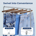 SereneLife 20 Pack Skirt and Pant Hanger with Adjustable Non-Slip Steel Clips, Premium Wooden, 360° Swivel Hook & 10 lb Capacity – Space-Saving Heavy-Duty Hangers for Jeans, Shorts & Slacks (Brown)