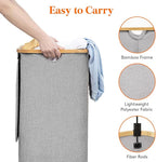 Lifewit 100L Laundry Basket with Lid, Clothes Hampers for Laundry with Bamboo Handles and 1 Removable Bag, Large Foldable Laundry Hamper for Bedroom, Bathroom, Dorm, Laundry Room, Light Gray