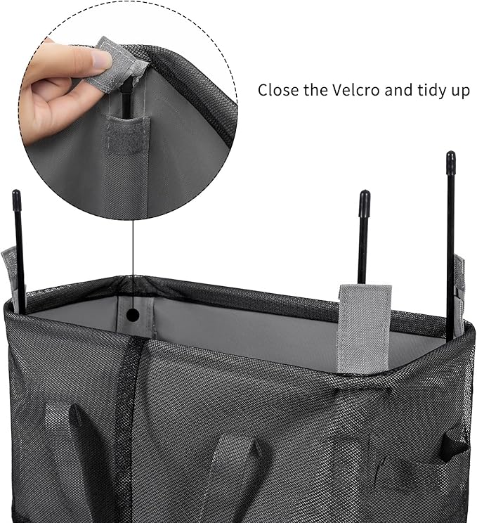 ZERO JET LAG Slim Laundry Hamper With Handles Collapsible Laundry Basket Thin Dirty Clothes Basket Narrow Laundry Bag Foldable Dirty Cloth Hamper 45L (23 inches,Grey)