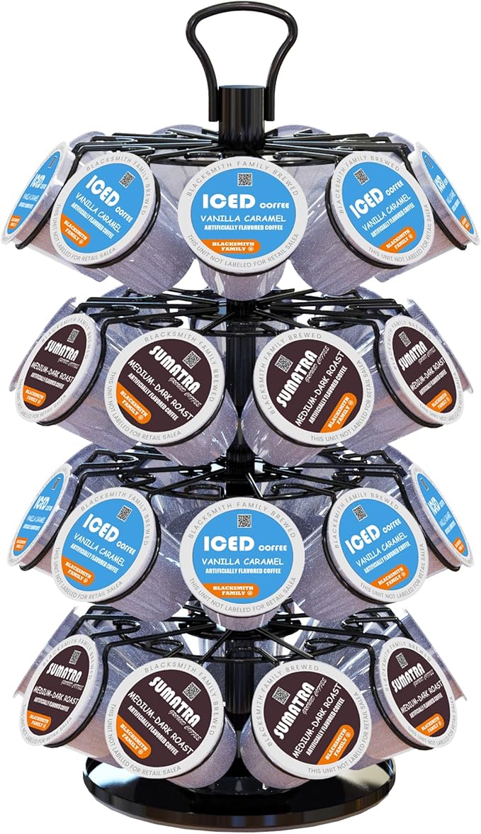 36 K Cup Pod Carousel Easy Assembly Design K Cup Holders,K Cup Holder, K Cups Holder,K Cup Carousel, 4-Tier Coffee Pods Holder Storage Organizer Stand,Glossy Black