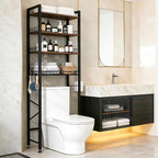 4-Tier Bathroom Organizer Shelf Over The Toilet Storage Cabinet with Feet Pad Over The Toilet Storage Rack with Adjustable Shelf and Basket Bathroom Shelves Above Toilet Bathroom Shelves