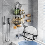 Shower Caddy Hanging with 3 Soap Holder - Over the Shower Head Caddy for Bathroom Organization(for Bathroom Organization, 24 Side Hooks, 3 Razor Holder