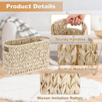 Sumnacon Toilet Paper Storage Basket Freestanding, Woven Toilet Paper Holder Stand with Handle, Decorative Narrow Bathroom Baskets Sturdy Plastic Organizer Bin for Tissue Rolls, Toiletries, Towels